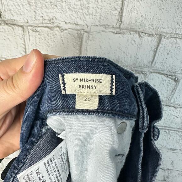 Madewell Jeans 9" Mid Wash Skinny Stretch Denim Pants Millis Dark Wash Blue 25 - Picture 4 of 8